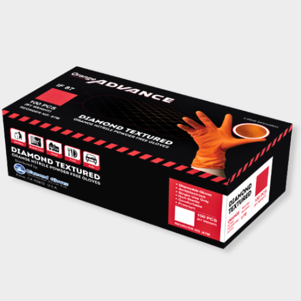 GUANTES DE NITRILO NARANJA INDUSTRIAL IF87